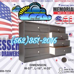 Grey Eight Drawer Dresser Chest Compressed New Comoda 