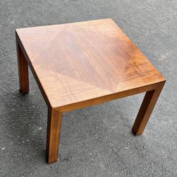 Vintage Lane Mid-Century Modern Parsons style square walnut side table with a diamond inlay