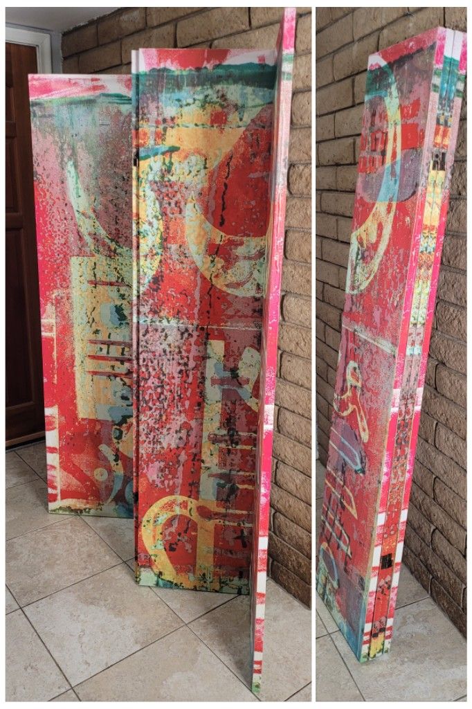 Double Sided Urban Mantra Canvas Room Divider