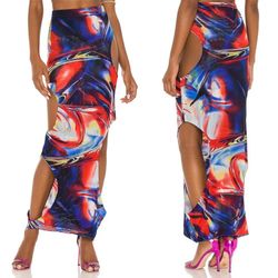 Kim Shui printed cut out swirl maxi skirt Size XS Extra Small