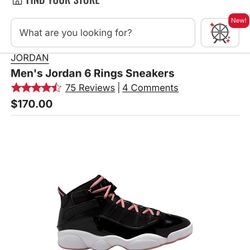 Air Jordan 6 Rings Size 10 Pink