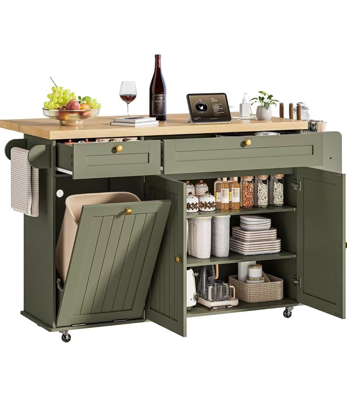 60-inch kitchen island with power outlet