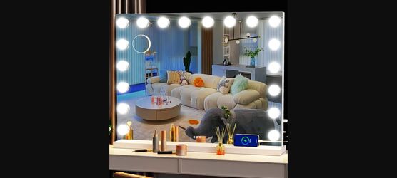 Gvnkvn 32x24 Hollywood Vanity Mirror with 18 Dimmable LED Bulbs, Touch Control