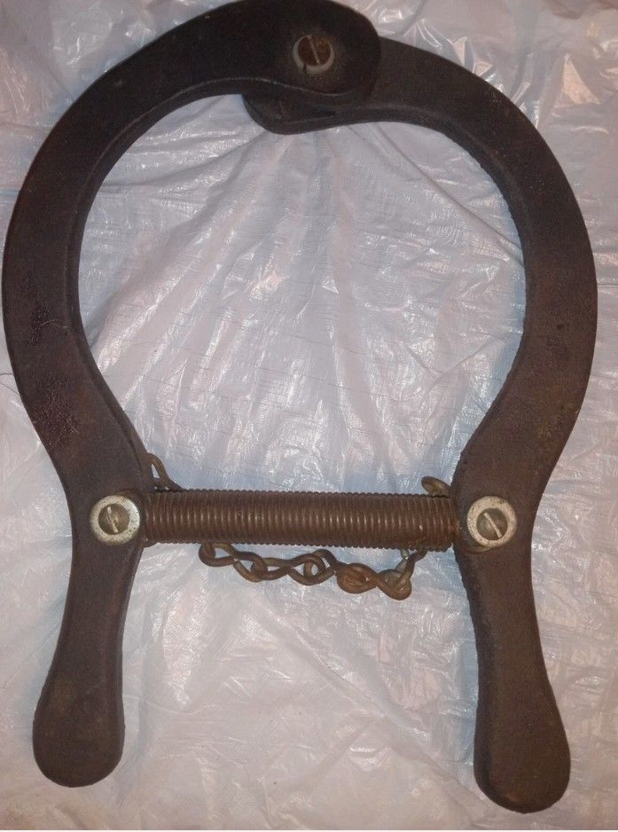 Antique Iron Spring Grip Strength iron man - Vintage Exercise