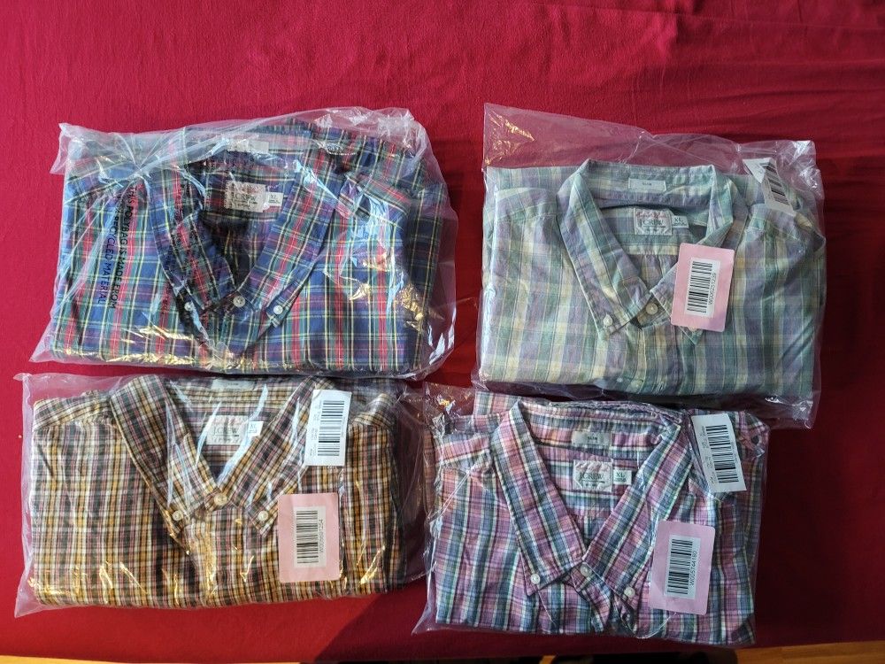 4 New J Crew Men's Xlarge Shirts