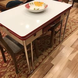 Antique folding porcelain table with leaves