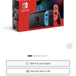 Nintendo Switch with Neon Blue and Neon Red Joy-Con
