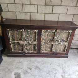 chunky reclaimed   wood cabinet credenza