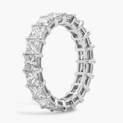 4.5 Cts Natural Diamond Princess Cut Eternity Wedding Band On Solid 14 I White Gold