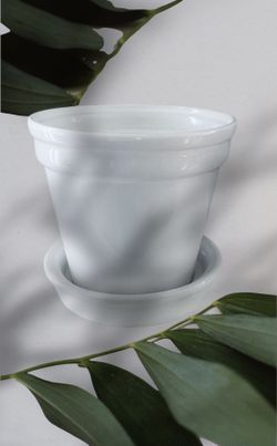 Ceramic Pot/Planter With Attached Saucer