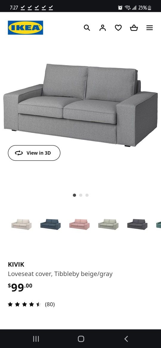 IKEA Kivik Dark Grey Couch Cover