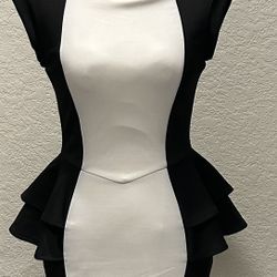 Black & White Peplum Mini Dress