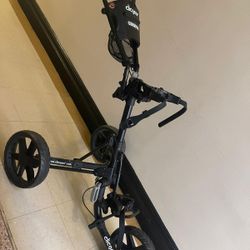 Cligear Model 4.0 Golf Cart, 3-Wheel Folding Golf Cart, Black Silicone bag strap system, adjustable upper seat, lower seat Quickly folds to a compact 