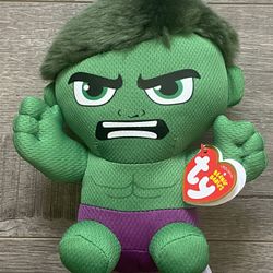 Ty Beanie Babies 7” HULK Plush Marvel Stuffed Animal Avengers NWT