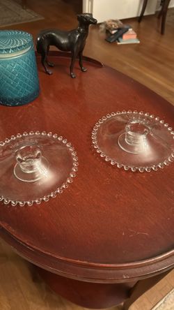 Beautiful pair of glass candlestick holders
