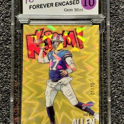 Josh Allen Buffalo Bills MVP Gold KABOOM Custom Cracked Ice Football Card Graded 10 Gem Mint Limited Rare Rare