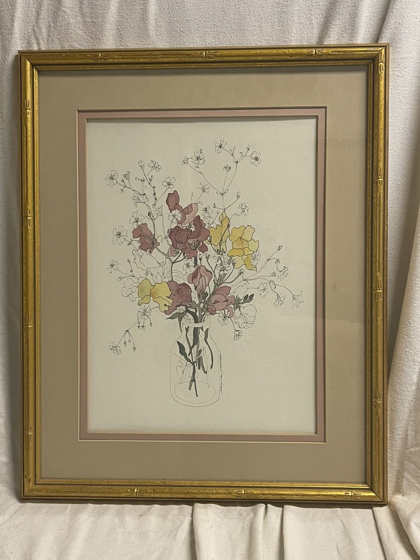 MARY LOU GOERTZEN FRAMED LITHOGRAPH "SNAPDRAGONS"