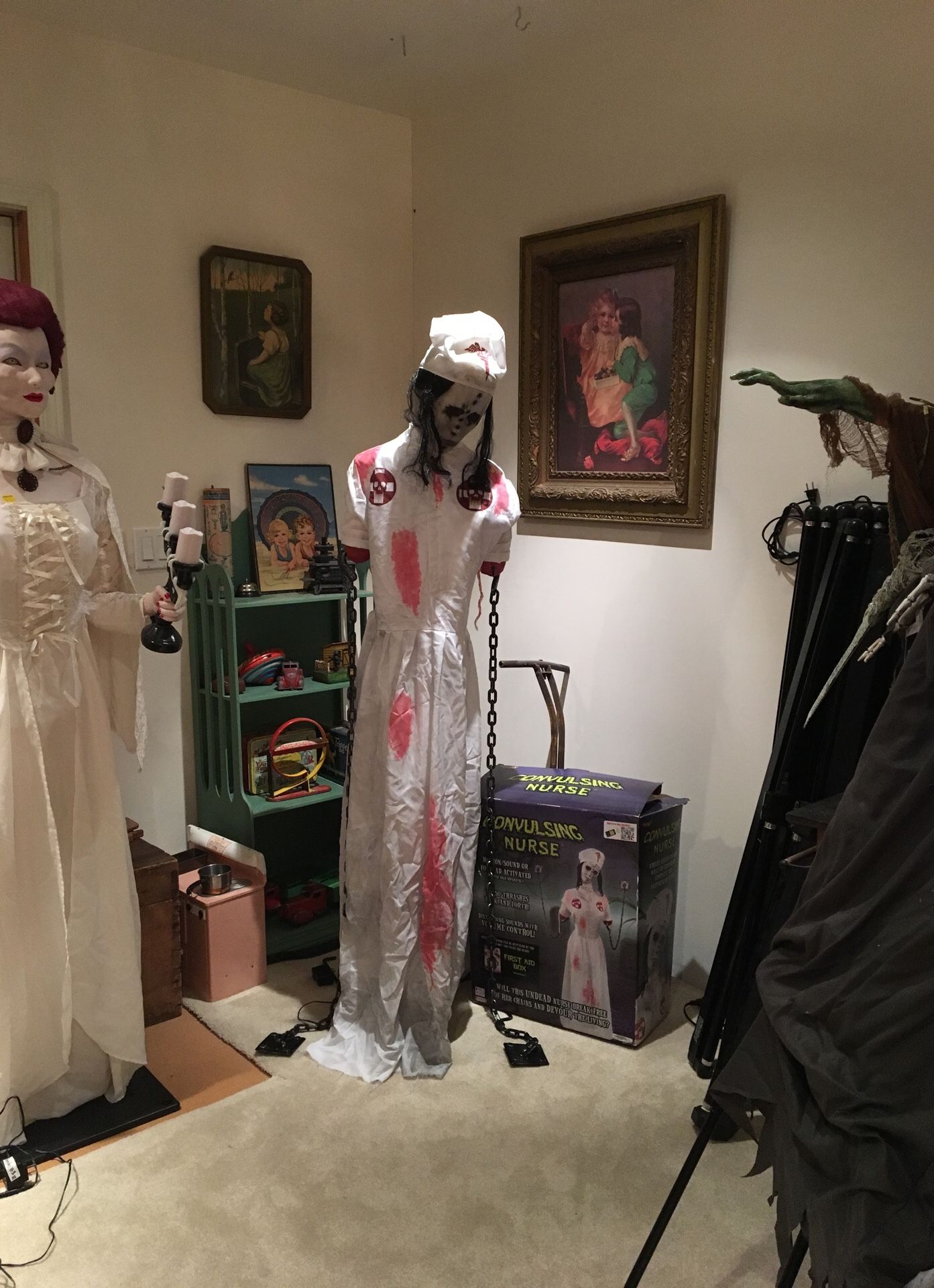 Convulsing Nurse Animatronic Halloween Decoration Prop