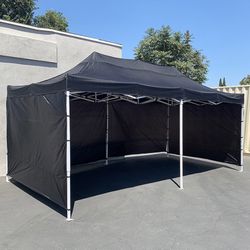 Brand New $240 Heavy-Duty Black 10x20 FT Canopy with (4 Sidewalls) Ez Pop Up Outdoor Party Tent w/ Carry Bag