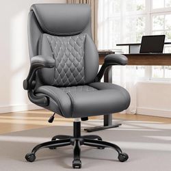 BESTFAIR Office Chair, Executive Computer Desk Chair with Lumbar Support for Lower Back Pain Relief, Ergonomic Leather Home Chair Comfy with Padded Fl