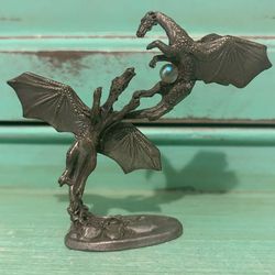 1988 Gallo Pewter Dragon Figurine by J. Guthrie Two Dragons Fighting Over Orb