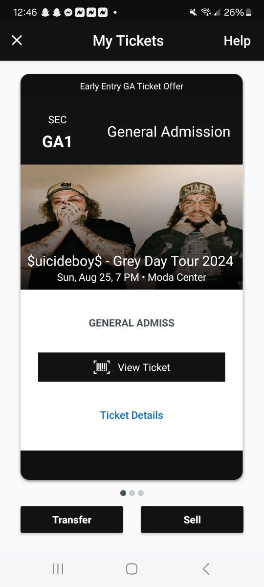 Suicideboys Early Entry Floor Ticket