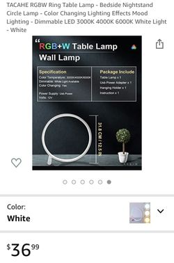 RGBW Ring Table Lamp Dimmable LED Effects Mood for Sale in Las