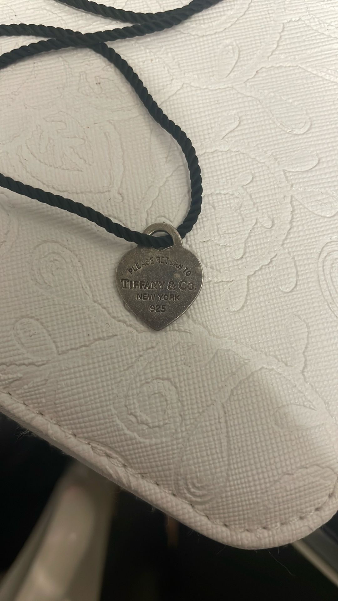 Please Return To Tiffany Pendant On Black Necklace - Sterling Silver