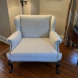 Circa 1700’s Wingback Chair, Restoration Hardware Fabric