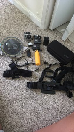 3 Go Pros And All The Accessories, Batteries, Case, Etc