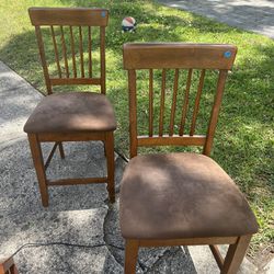 Two Wooden Bar Stools (Padded seat)