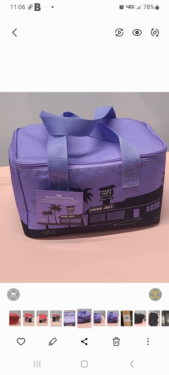 BRAND NEW LIMITED EDITION Lavender Purple Trader Joe’s Insulated Mini Tote Bag