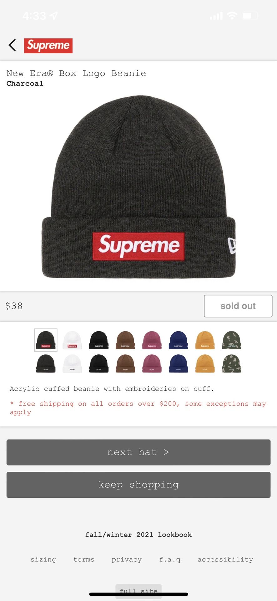 Supreme Box Logo Beanie Charcoal 