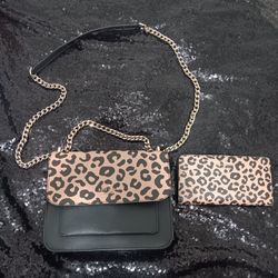 Kate Spade Remi Leopard Black Animal Flap Chain Crossbody Bag