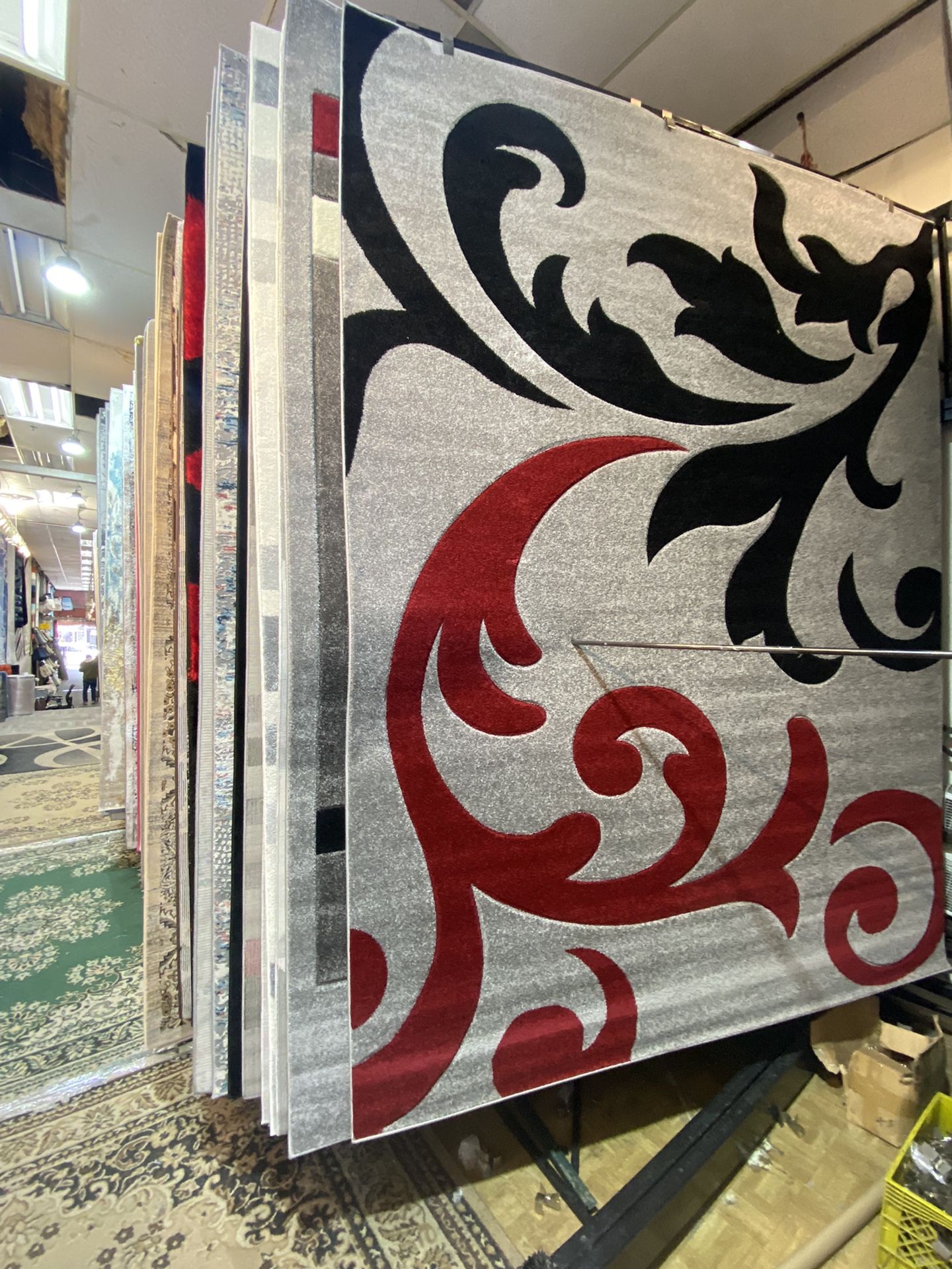 8x10 Area Rugs Carpet Rugs Transitional Design Thick Colors Gray Red Black White