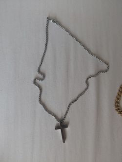 Men Stainless Steel Cross Pendant Necklace Silver Hip Hop Chain Jewelry Gift