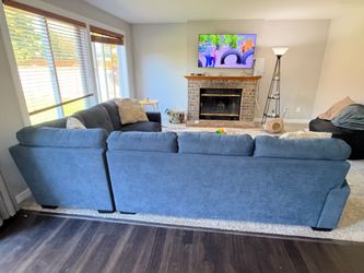 Blue Fabric Sectional Sofa