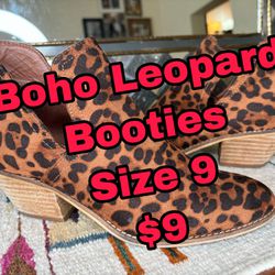Leopard Cowboy Booties Size 9