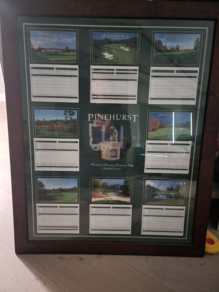 Pinehurst Golf Course Score Cards Collection Display Framed 34in x 27in