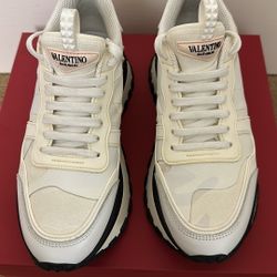 Valentino Garvani White Sneakers For Women, Size 8