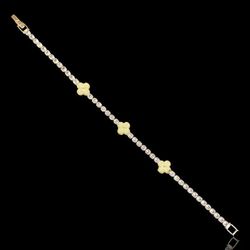18k Gold Filled Four Leaf Clover CZ Bracelet
