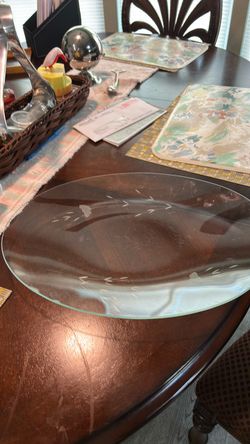 Clear Glass Plate with Etched Floral Design