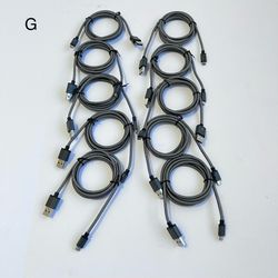 10 Micro USB Type B Charging Cables 51” Braided Gray Android Charger Lot
