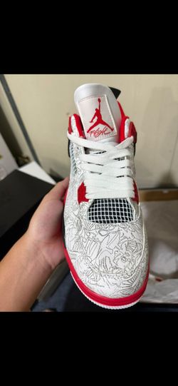 Air Jordan 4 Retro Laser White Red Sneakers