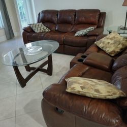 Leather Sofa With Coffee Table