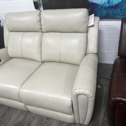 Italian Leather Power Loveseat