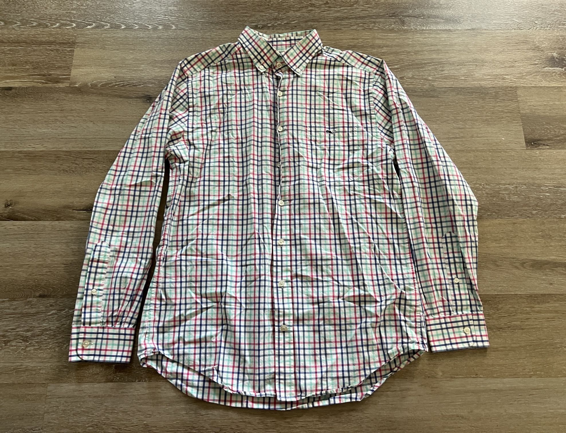 Vineyard Vines Slim Fit Whale Shirt Men’s Size M Plaid Stretch L/S Button