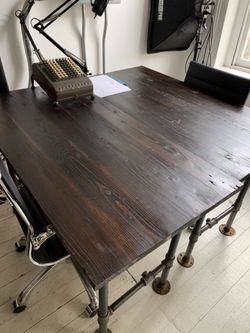 LIKE NEW Industrial Reclaimed Small Dining Wood Table Desk