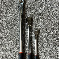 Mac Tools 3-piece 1/4" 3/8" 1/2" Drive Axis Comfort-handle Flex-head