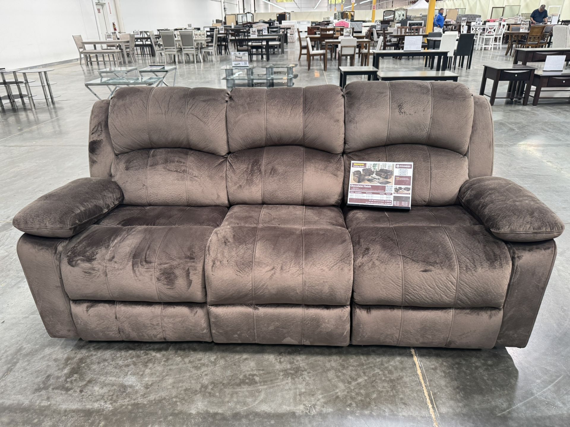 3 PC CHOCOLATE PADDED SUEDE RECLINER SET